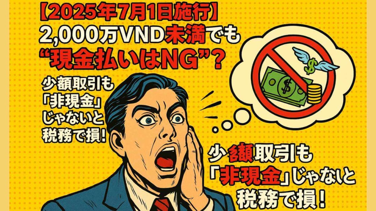 【2025年7月1日施行】2,000万VND未満でも“現金払いはNG”？💸 少額取引も「非現金」じゃないと税務で損！